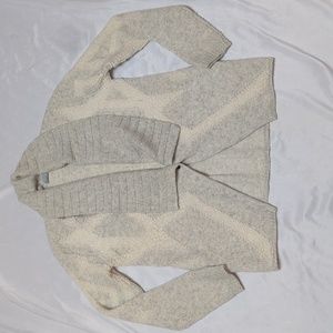 One Grey Day Aztec Western Textured Wool Blend Grey and Cream Cardigan Sweater